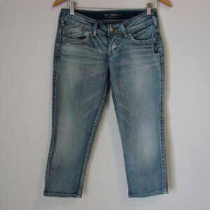Silver Jeans McKenzie Crop Capri Light Wash 7.5" Rise Stretch Size 26